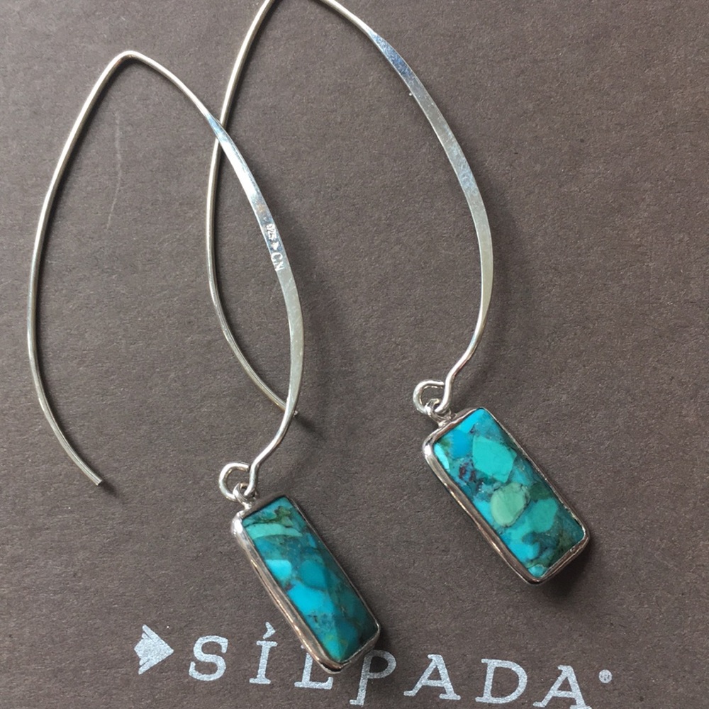 Silpada Turquoise Rectangle Dangle Earrings